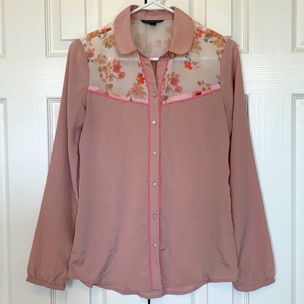 Ae Floral Button Down Blouse